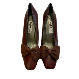 Sacha London Vintage Brown Leather Heels with Bow Size 7.5